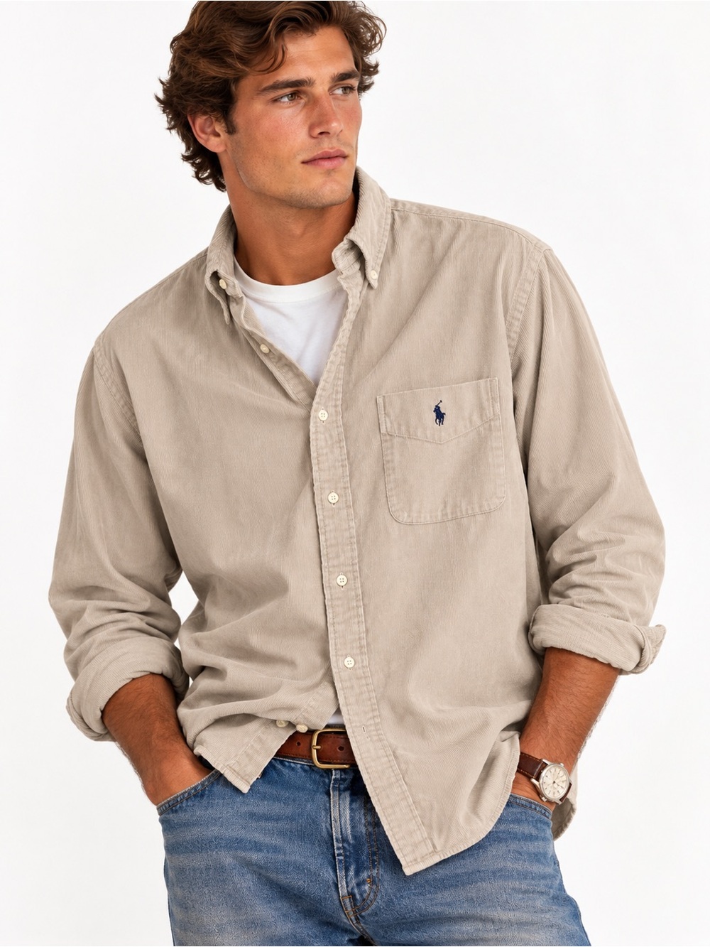 Vintage Ralph Lauren Corduroy Button-Down Shirt – Size M